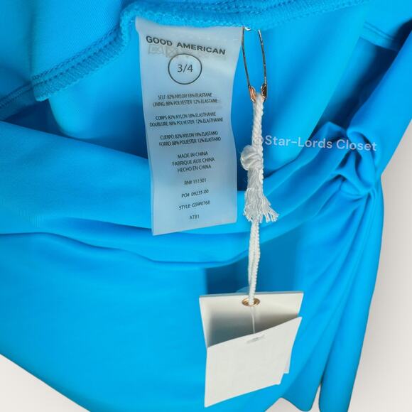 Good American Twist Sarong | Large | Atomic Blue  Mini Skirt Cover Up Pull On - Picture 7 of 10